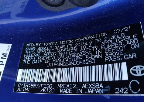 2022 Toyota Corolla Se from USA, damaged, VIN JTDP4MCE4NJ088280